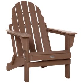 Outsunny Folding Adirondack Chair, HDPE, All Weather, Patio Beach Lounge, Brown
