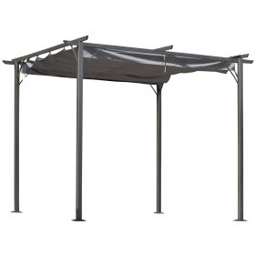 Outsunny 10 x 10 Canopy Retractable Patio Gazebo, UV Protection Canopy, Steel, Grey