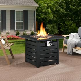 Fire Pit Table, 32-inch Square 50,000 BTU Auto-Ignition Propane Gas Firepit with Waterproof Cover