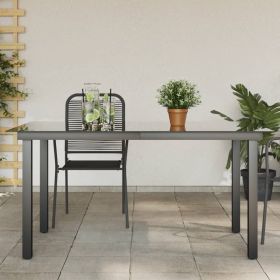 Patio Table Black 59.1"x35.4"x29.1" Aluminum and Glass