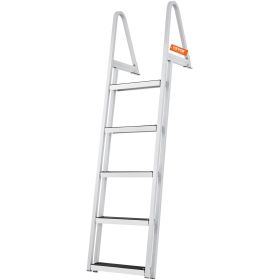 VEVOR Dock Ladder, Removable Steps, 350 lbs Load Capacity, Aluminum Alloy Pontoon Boat Ladder with 4'' Wide Step & Nonslip Rubber Mat