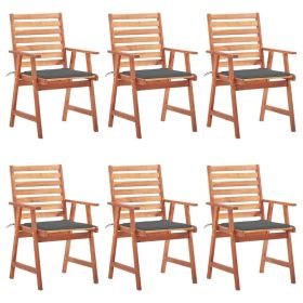 Patio Dining Chairs 6 pcs with Cushions Solid Acacia Wood