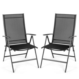 Set of 2 Adjustable Portable Patio Folding Dining Chair Recliners