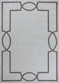 2' X 3' Ivory Hand Hooked Uv Treated Bordered Indoor Outdoor Accent Rug