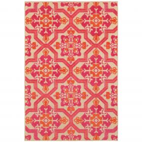 10' X 13' Pink and Orange Moroccan Indoor Outdoor Area Rug