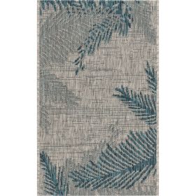 2' X 3' Gray Floral Indoor Outdoor Area Rug