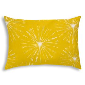 14" X 20" Cream And White Blown Seam Floral Lumbar Indoor Outdoor Pillow