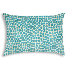 14" X 20" Turquoise And Blue Safari Animals Blown Seam Animal Print Lumbar Indoor Outdoor Pillow