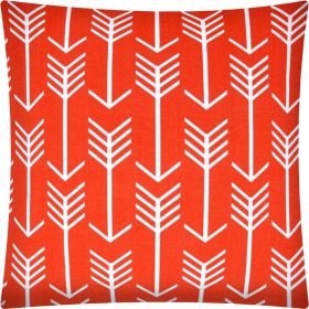 17" X 17" Coral And White Blown Seam Geometric Lumbar Indoor Outdoor Pillow