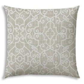 17" X 17" Light Ivory Blown Seam Stencil Lumbar Indoor Outdoor Pillow