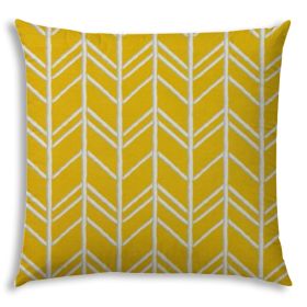 17" X 17" Seafoam And Yellow Blown Seam Chevron Lumbar Indoor Outdoor Pillow