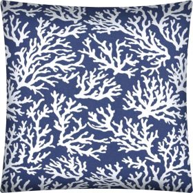 17" X 17" Deep White Corals Blown Seam Coastal Throw Indoor Outdoor Pillow