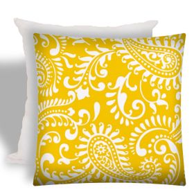 17" X 17" Cream And White Zippered Paisley Throw Indoor Outdoor Pillow