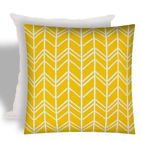 17" X 17" Seafoam And Yellow Zippered Chevron Throw Indoor Outdoor Pillow