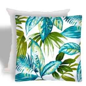 17" X 17" Navy Blue Zippered Tropical Throw Indoor Outdoor Pillow
