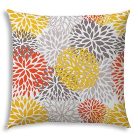 20" X 20" Gray And White Zippered Floral Throw Indoor Outdoor Pillow