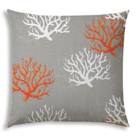 20" X 20" Gray And White Zippered Coastal Throw Indoor Outdoor Pillow