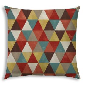 20" X 20" Red And White Zippered Geometric Throw Indoor Outdoor Pillow