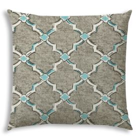 20" X 20" Gray And White Zippered Quatrefoil Throw Indoor Outdoor Pillow