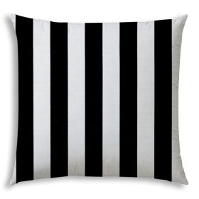 20" X 20" Black And White Zippered Striped Throw Indoor Outdoor Pillow