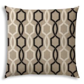20" X 20" Tan And Cream Zippered Trellis Throw Indoor Outdoor Pillow