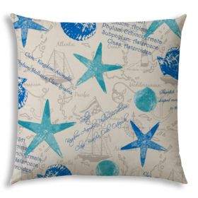 20" X 20" Blue And Gray Boat Zippered Coastal Throw Indoor Outdoor Pillow