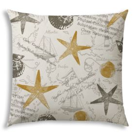 20" X 20" Gold And Cream Boat Zippered Coastal Throw Indoor Outdoor Pillow