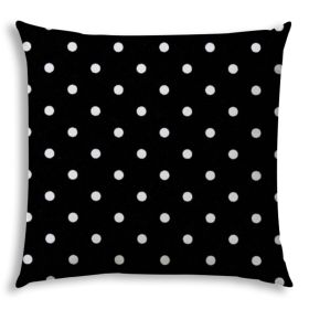 20" X 20" Black And White Zippered Polka Dots Throw Indoor Outdoor Pillow