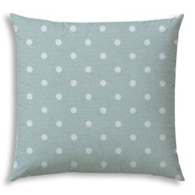 20" X 20" Seafoam And White Zippered Polka Dots Throw Indoor Outdoor Pillow
