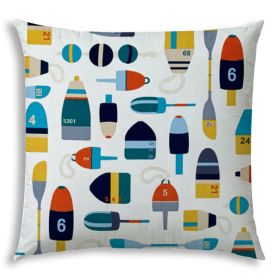 20" X 20" Navy Blue And White Boat Zippered Nautical Throw Indoor Outdoor Pillow