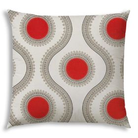 20" X 20" Coral And White Zippered Ogee Throw Indoor Outdoor Pillow