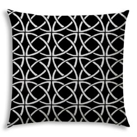 20" X 20" Black And White Zippered Interlocking Throw Indoor Outdoor Pillow