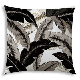 20" X 20" Black And White Zippered Tropical Throw Indoor Outdoor Pillow