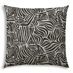 20" X 20" Black And White Safari Animals Zippered Animal Print Throw Indoor Outdoor Pillow