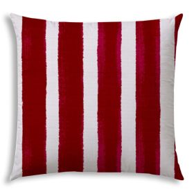 20" X 20" Hot White Zippered Striped Throw Indoor Outdoor Pillow