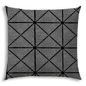 20" X 20" Black And White Zippered Geometric Throw Indoor Outdoor Pillow