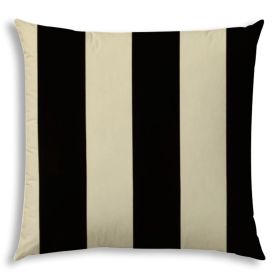 20" X 20" Black And Ivory Zippered Striped Throw Indoor Outdoor Pillow