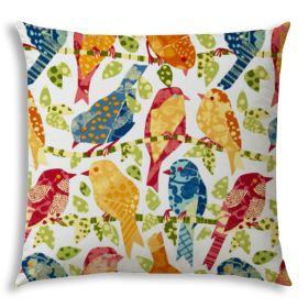 20" X 20" Red And White Bird Zippered Throw Indoor Outdoor Pillow