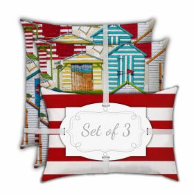 18" X 18" Orange And White Blown Seam Striped Throw Indoor Outdoor Pillow