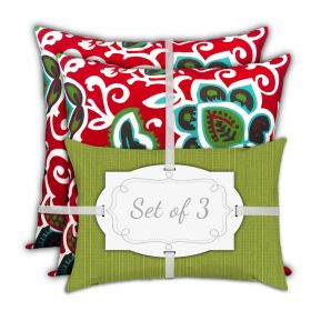 18" X 18" White And Red Zippered Paisley Throw Indoor Outdoor Pillow