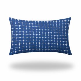 16" X 26" Blue And White Zippered Abstract Lumbar Indoor Outdoor Pillow Cover