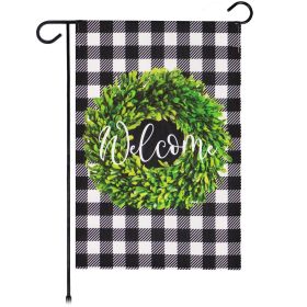 Garden Flag Welcome Wreath 12x18 Inch Printed Burlap Polyester Everyday Decoration