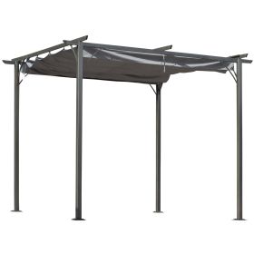 Outsunny 10 x 10 Canopy Retractable Patio Gazebo, UV Protection Canopy, Steel, Grey