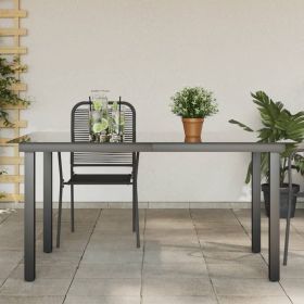 Patio Table Black 59.1"x35.4"x29.1" Aluminum and Glass