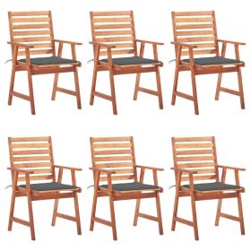 Patio Dining Chairs 6 pcs with Cushions Solid Acacia Wood