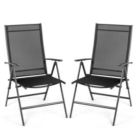 Set of 2 Adjustable Portable Patio Folding Dining Chair Recliners