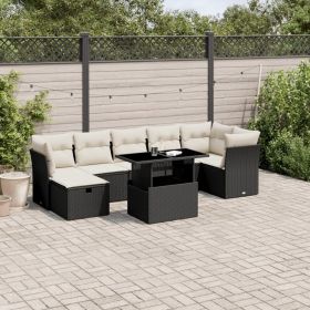 Garden Sofa Set Black, Cream white (Color: Black)