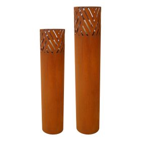 Lantern Column, Set of 2, Decorative Column for Garden in Rust Industrial Design, Lantern for Outdoor and Indoor, Lantern Including Candles, Orie (Color: as Pic)