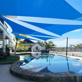 Artpuch Custom Size Sky Blue Sun Shade Sail Triangle Canopy 185 GSM Durable Fabric UV Block Awning for Outdoor Patio Garden Backyard (Customized (Color: Sky Blue, size: 14X26X26)